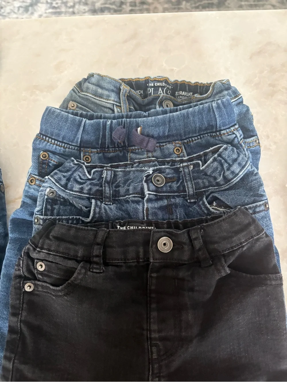 The Children's Place Blue Denim & Black Pull-On Jeans Set
